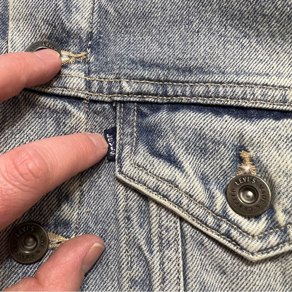 Levi’s made & crafted size XS / 0 denim jacket Free People patchwork denim - Picture 6 of 8